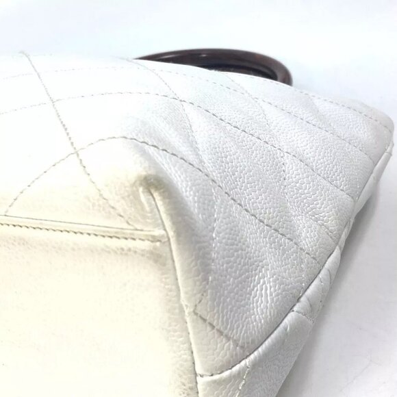 CHANEL Matelasse Quilted CC CC Mark Wood handle bag Tote Bag Hand Bag - Picture 13 of 16